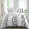thumbnail image 2 of Black Geometric Bedding 3 Piece Duvet Cover Set Queen Size, Boho Lines White Modern Abstract Art Soft Microfiber Comforter Cover with Zipper Closure & Pillowcases, Wrinkle & FadeResistant Quilt Cover, 2 of 9