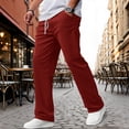 thumbnail image 2 of WTOBBY Men's Corduroy Pants Casual Lace-Up Loose Trousers for Daily Wear Comfortable Relaxed Fit Vintage Style Men's Pants,Wine XL, 2 of 8
