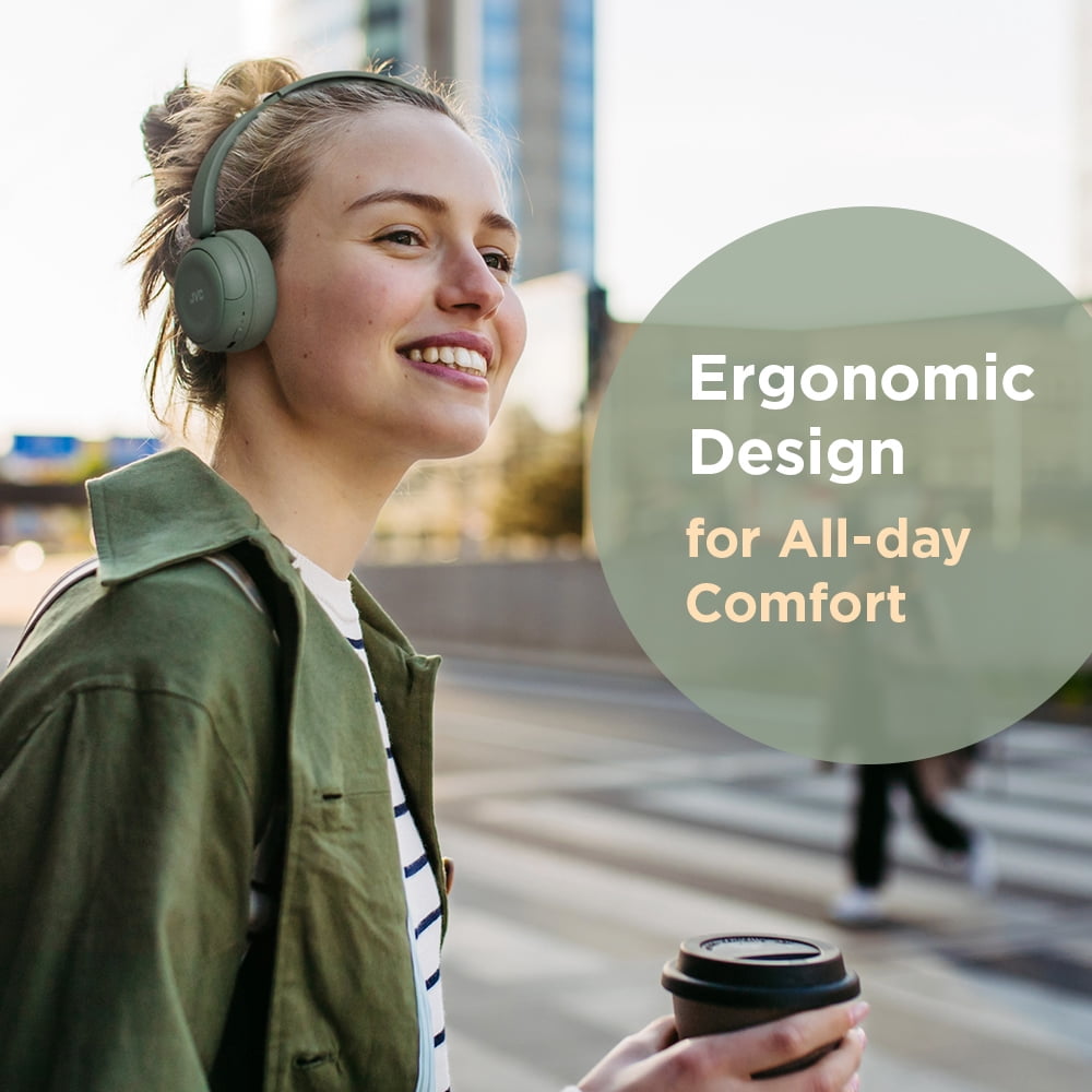 JVC Wireless Headphones with 50H Battery Life, Soft Cushions, Foldable Design, Bluetooth 5.3, Multipoint Connection, App EQ, Built-in Mic – Matte Green
