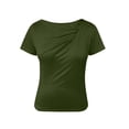 thumbnail image 4 of ShaoRunShi Womens Short Sleeve Runched Blouse Dressy Casual Going Out Tops Business Casual Outfits Y2k Clothes, 4 of 6