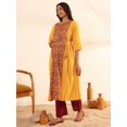 thumbnail image 3 of Janasya Indian Women's Mustard Crepe Ethnic Printed A-Line Maternity Kurta, 3 of 5
