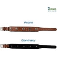 thumbnail image 2 of DowgClub | Genuine Leather Heavy Duty Studded Dog Collar | Full Grain, Cushion Sheep napa padding Inside, Comfortable, Strong | Best for Medium, Large, X-Large Breeds | Cherry, Black, Pink, Tan |, 2 of 8