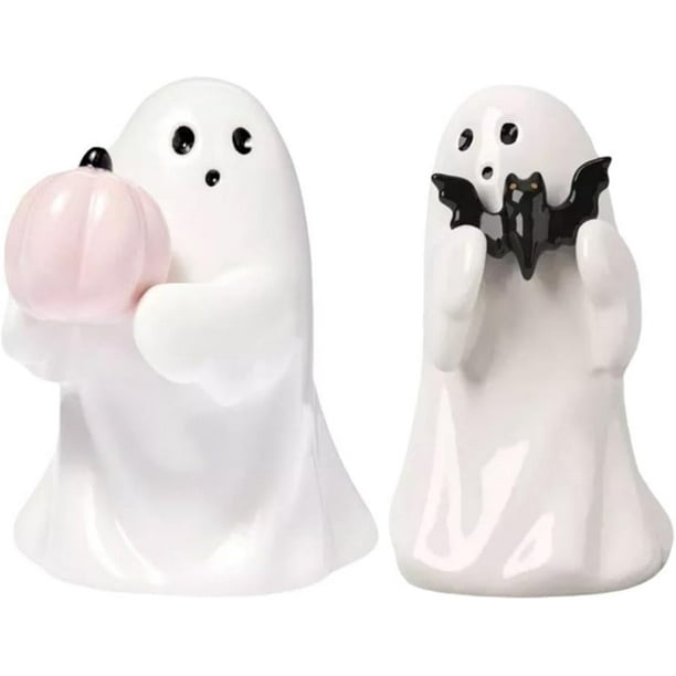 Bonita decoración de Halloween en color rosa: pequeña figura de fantasma, decoraciones de fantasmas en color rosa y calabazas de Halloween para decorar el hogar (juego A)