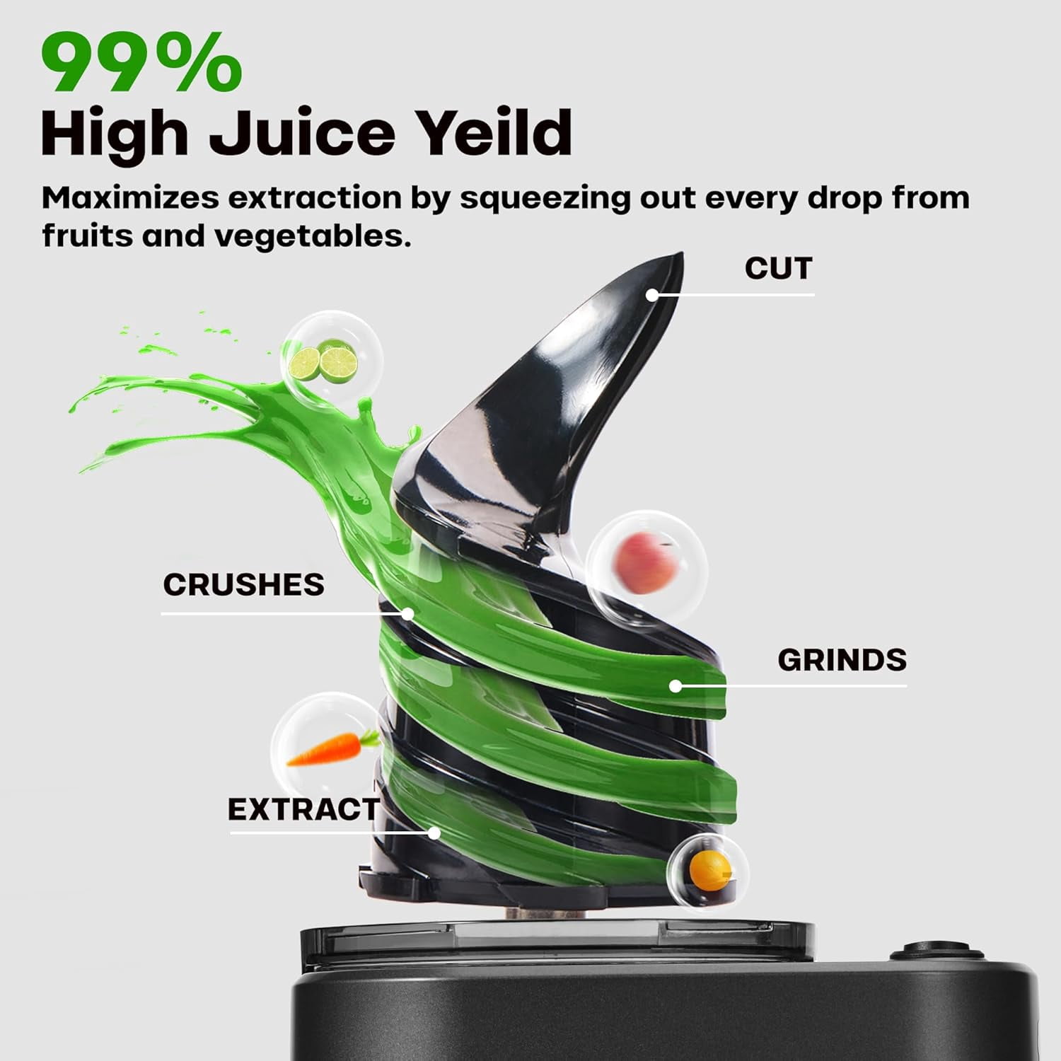 Slow Masticating Juicer Machines with 5.5" Large Feed Chute for Most Fruits and Vegetables