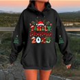thumbnail image 2 of NinXxx Women's Letter Print Hooded Sweatshirt Long Sleeve Pullover Top Black S, 2 of 4