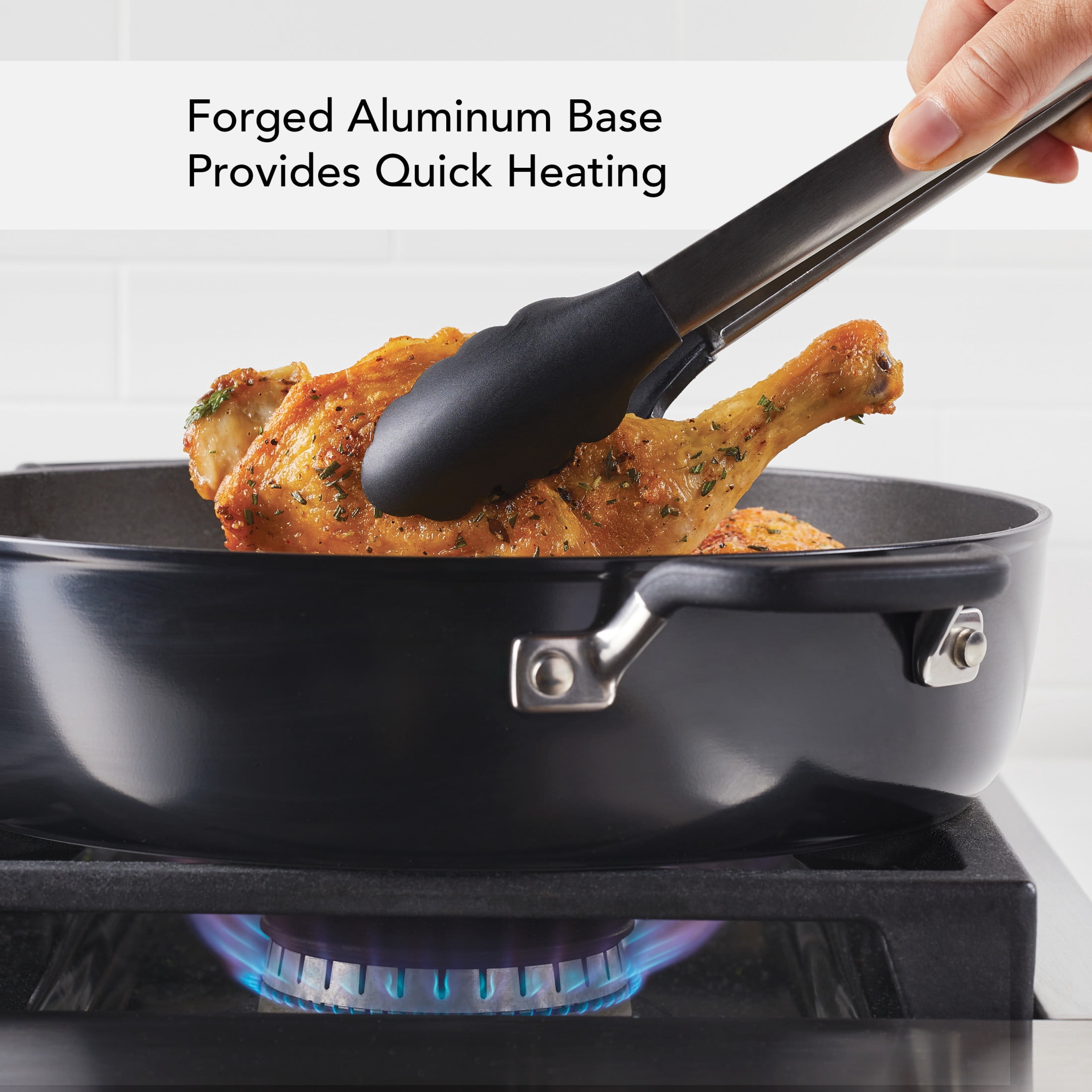 KitchenAid Hard Anodized 5 Quart Nonstick Everything Pan with Lid, Onyx Black