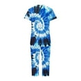 thumbnail image 6 of cfhntfmh Womens 2 Piece Pajama Sets Trendy Tie-Dye Round Neck Short Sleeve T-Shirts Capri Pants Loungewear Sleepwear Pjs Sets, 6 of 6