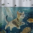 thumbnail image 5 of Orinice  Funny Cat Shower Curtain, Cute Kitten Catching Fishes in The Ocean Turtles Starfish Coral Aquatic Plants Bathroom Curtain Waterproof Fabric Machine Washable with 12 Hooks White, 5 of 7