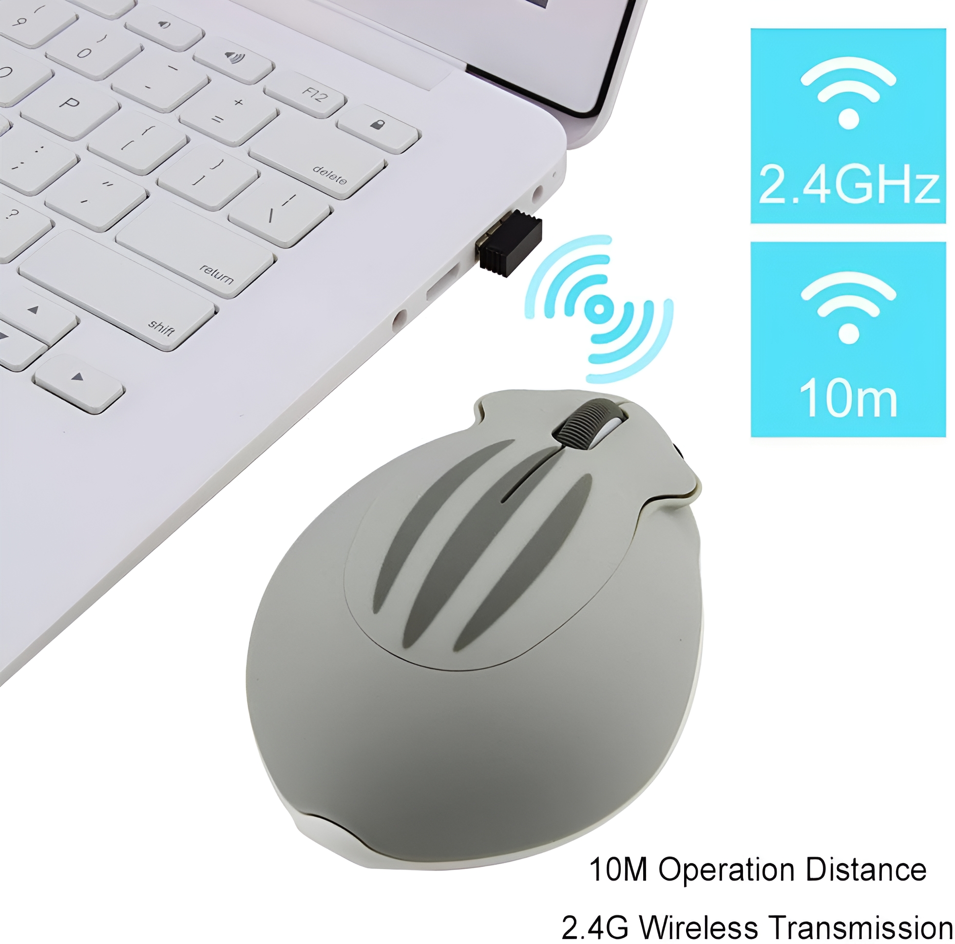 Sunffice Mouse Hamster Shape 2.4GHz Wireless mouse 1200DPI USB connection Mouse Cute shape gaming mouse grey