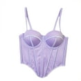 thumbnail image 2 of Basic Tops Women Womens Corset Top Bustier Corset Top Tight Fitting Corset Tank Top Suspender Top Solid Short Fashion Women Camisole Camisole Tops for Women Purple M, 2 of 6