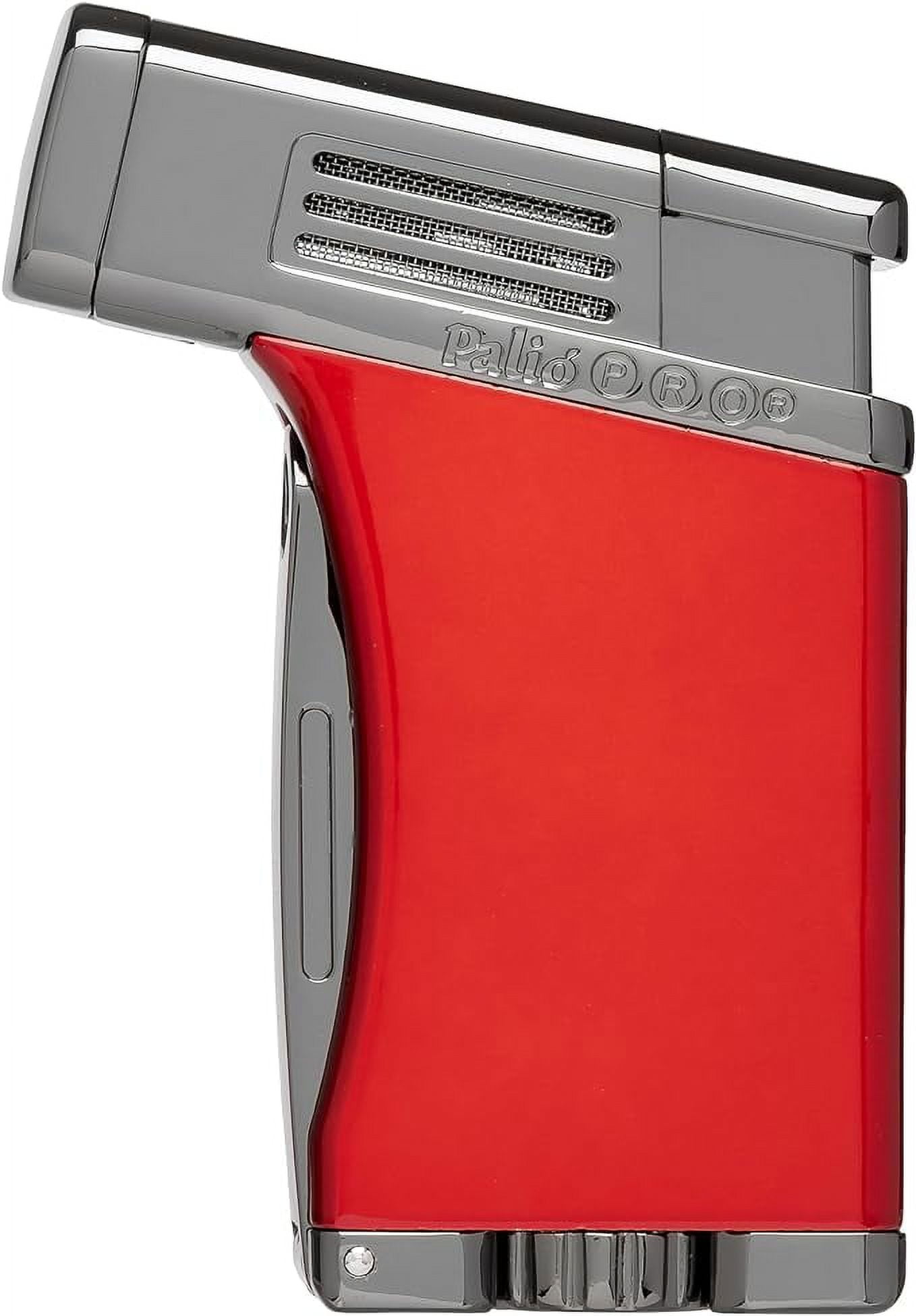 PALIO® Pro Line, Scorpius Jet Torch Cigar, Angled, Single-Jet Torch Lighter with a Fold -Out 7.5mm Punch Cutter, Red