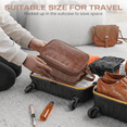 thumbnail image 7 of Toiletry Bag for Men, PU Leather Travel Toiletry Organizer with Handle, Water Resistant Travel Essentials for Women, Travel Storage Bags with Divider for Cosmetics Toiletries Brushes Tools, Brown, 7 of 7