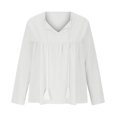 thumbnail image 3 of Babysbule Womens Tops Long Sleeve Fashion Women Casual Long Sleeve V-Neck Cotton Linen Solid Drawstring Loose Tops Blouse, 3 of 4