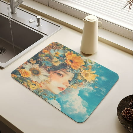 

Flower Girl Drying Mat Diatomaceous Earth Super Absorbent Non-slip Rubber Sole Heat Resistant 230 Degrees Fahrenheit 15.7×11.8in