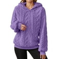 thumbnail image 2 of Sweater Hoodies for Women 2025 Long Sleeve Drop Shoulder Lined Sweater Hoodie Hooded Sweatshirt Women Pullover, 2 of 7