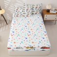 thumbnail image 4 of Metsweet Cute Dinosaur Zipper Twin Comforter Sets with Fitted Sheet and 2 Pillowcases, Cartoon Construction Truck Zipper Bedding Set,4-Piece, 4 of 6