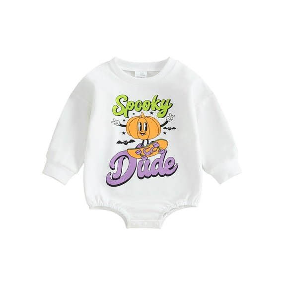 Liacowi Infant Baby Girl Boy Halloween Clothes Long Sleeve Pumpkin Letter Print Bodysuit Romper Newborn Playsuit Fall Halloween Costumes 0-24 Months
