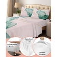 thumbnail image 2 of 4 Piece King Sheet Set Marble Green Sheets Set for King Size Bed, Breathable Soft Microfiber Bed Sheets Cooling Pink Gold Modern Foil Glitter Wavy Art Fitted Sheet Deep Pocket, Pillowcases, 2 of 7