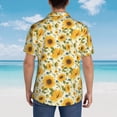 thumbnail image 4 of Honeii Beautiful Countryside Sunflower Print Men’s Hawaiian Shirt,Classic Button-Down Short Sleeve Shirt, for Beach, Vacation, and Outdoor Activities,X-Large, 4 of 7