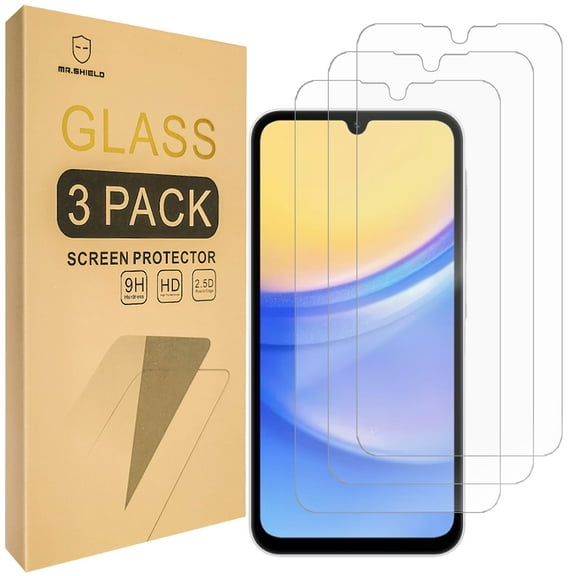 Mr.Shield [3-Pack] Screen Protector For Samsung Galaxy A15 5G / 4G [Tempered Glass] [Japan Glass with 9H Hardness]