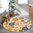thumbnail image 3 of Vintage Boho Floral Round Area Rug 3.3Ft Washable Circle Rugs for Dining Room Table, Yellow Pink Floral Bohemia Beige Non-Slip Carpet Floor Mats Indoor Outdoor Carpet Runner Aesthetic Home Decor, 3 of 8