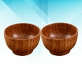 thumbnail image 5 of 2pcs Hand Made Wooden Bowl Broken-resistant Anti-impact without Plate for Kitchen Home Restaurant (Brown), 5 of 6