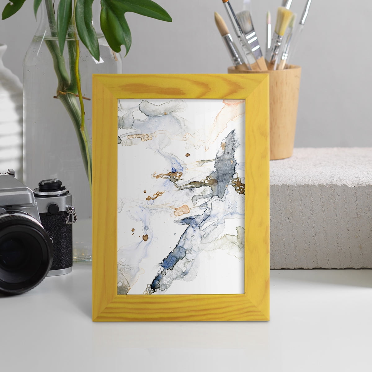 Organic Interlace I -Framed Print w/glass-Sunflower Yellow