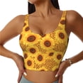 thumbnail image 2 of Picia Yellow Leopard Print Sunflower Sports Bra for Women,Padded Strappy Sports Bras Medium Support Yoga Bra with Removable Cups,Running Yoga Bra-Large, 2 of 9