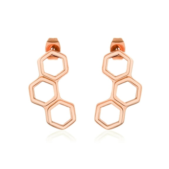 ELYA Jewelry Women's Geometric Rose Gold Plated Stainless Steel Stud Earrings