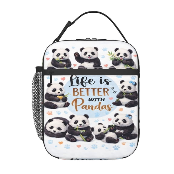 Cute Panda Lover Lunch Bag Portable Thermal Lunch Box for Men and Women