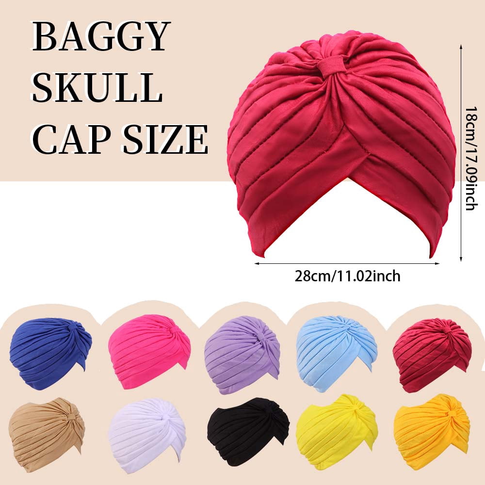 22PCS Stretch Turbans Chemo Head Wrap for Women Man Cancer Head Beanie Twisted Turban Cap Cover Hats