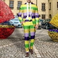 thumbnail image 2 of Mardi Gras Outfits Mens And Gold Carnival Suit All Print And Pants Two Piece Set Casual Vacation Clothes For Holiday Carnival Festival Outfit Yellow XXL, 2 of 6