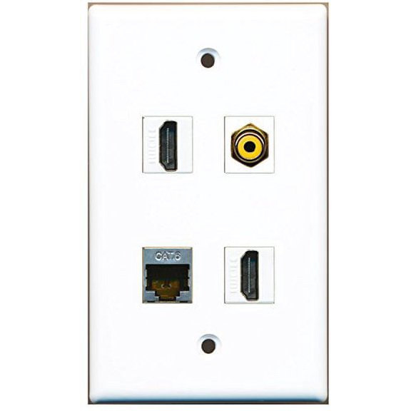 RiteAV - 2 Port HDMI 1 Port RCA Yellow 1 Port Shielded Cat6 Ethernet Wall Plate