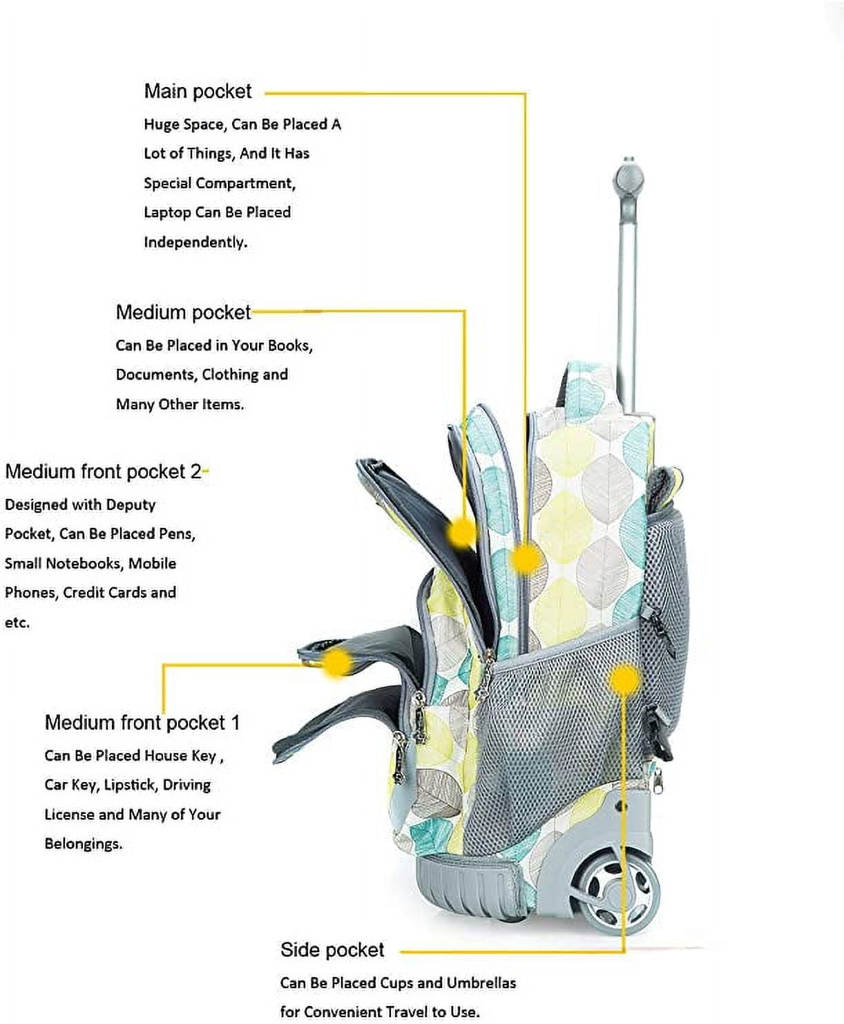 Tilami Rolling Backpack Laptop 18 inch with Lunch Bag