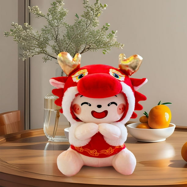 Muñeca del Festival de Primavera, juguete de dragón de año Nuevo, muñeco de peluche de dragón de peluche de mascota para festivales, hotel, dormitorio 36cm