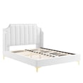 thumbnail image 3 of Modway Daniella Performance Velvet Queen Platform Bed in White, 3 of 8