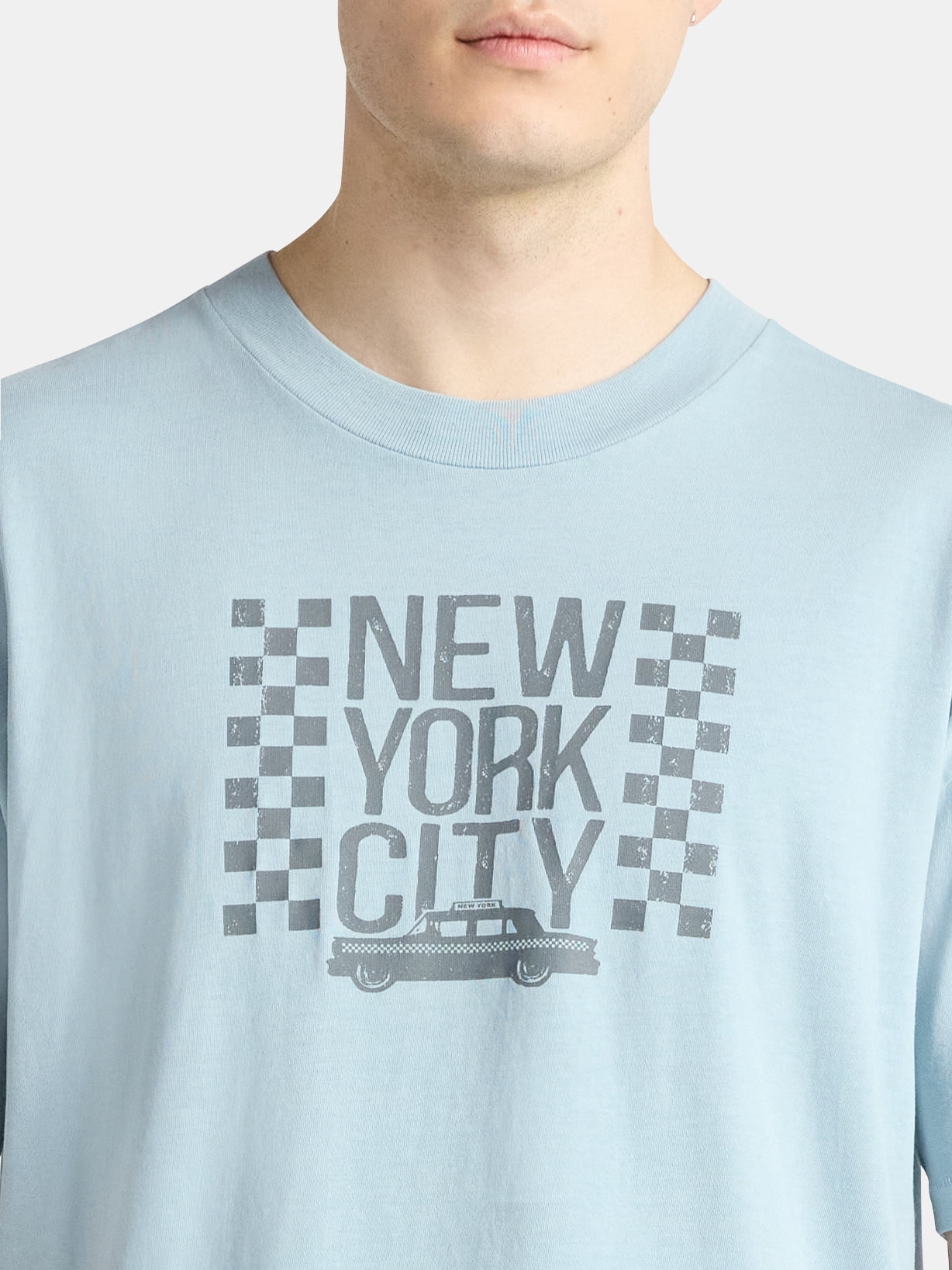 No Boundaries Oversized Boxy Fit Cropped Length New York City Graphic Tee Shirt, Men's & Big Men's, XS-5XL