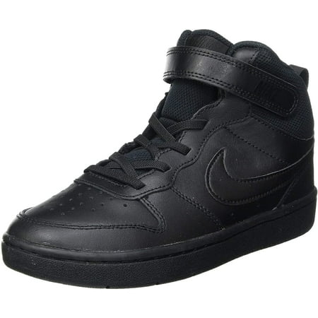 

Nike Boys Court Borough Mid 2 Leather Sneakers Athletic Shoes 3 Little Kid Black/Black/Black