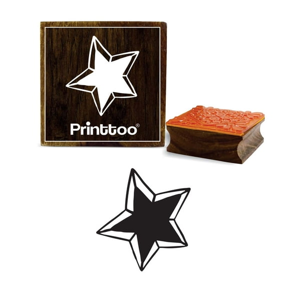 Printtoo Scrap-Booking Star Pattern Square Wooden Rubber Stamp Craft Diary Card-5 x 5 Inches