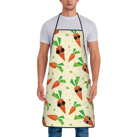 

Apron for Men Women Cute Carrot Sunglasses Waterproof Chef Kitchen Baking Apron with Long Ties Aprons for Cooking Baking and Gardening Kitchen Collection