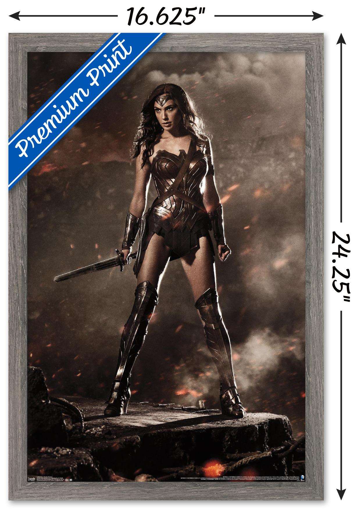 DC Comics Movie - Batman v Superman - Wonder Woman Wall Poster, 14.725" x 22.375", Framed