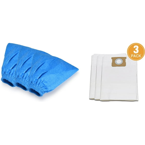 Replacement for 5-6 Gallon Standard Dust Bag, 9 Pack, VDBS and 3-Pack Cloth Filter for Dry Pickup (VRC51 3701),Fits Vacmaster 5-6 Gallon Wet/Dry Vacuum Cleaners(9 Dust Bags 3 Cloth Filters)