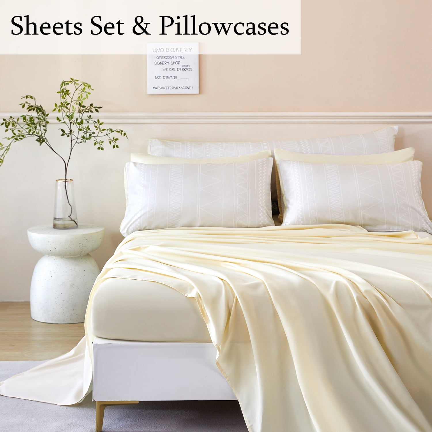 RYNGHIPY Boho Comforter Set Full Vintage 8-Pieces Cream Striped Bedding Sets Soft Microfiber Geometric Print Bed in a Bag for All Season (Cream, Full)