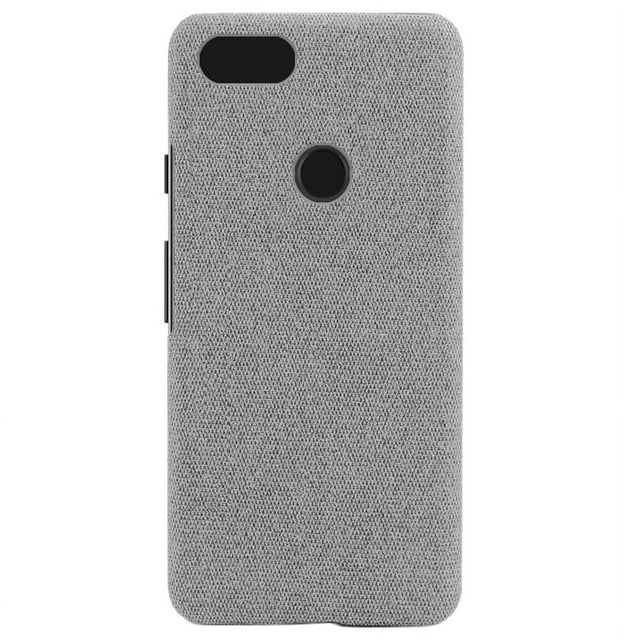 Funda de cuero con patrón de tela para teléfono, funda protectora anticaídas, compatible con Google Pixel 3 (gris claro)