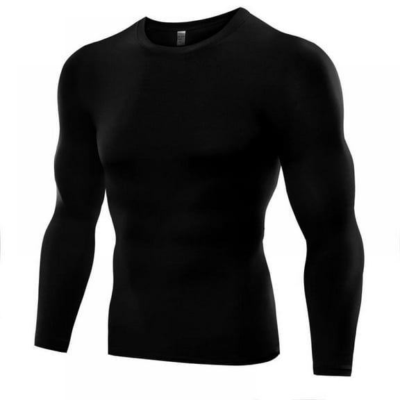 Men's Long Sleeve Compression T-Shirt, Sports Athletic Gym Base Layer Dry Cool Top for Workout Running Fitness