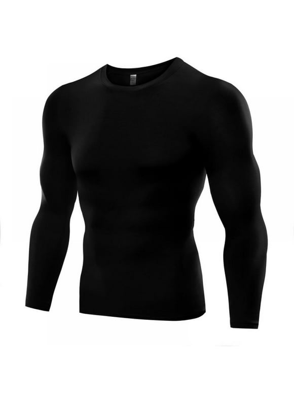 Special Buys! 1PC Men's Compression Shirts Baselayer Crewneck Long-Sleeve Dry Fit T-Shirts Tops Tees Plus Size 6 Colors