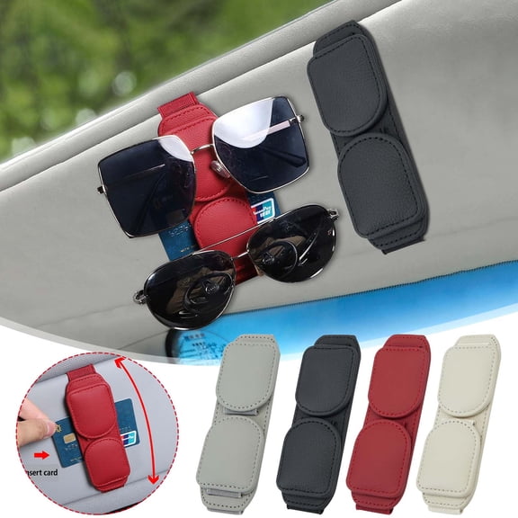 Txlpkdyx Support For Lenses Sun Visor Car Magnet Clip Leather Hang Sunglasses Bracket Rectangle Sunglasse