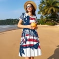 thumbnail image 4 of Naloa bass fish with the USA flag Print Womens Summer A-Line Dress with Pockets,Short Sleeve Dresses,Flowy Beach Swing Dress for Vacation Travel, 4 of 6