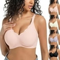 thumbnail image 2 of Women's Bra Women Comfortable Wireless Bras Less Seam Bralettes Soft V Neck, 2 of 5