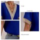thumbnail image 4 of Blusa casual con cuello en V, manga corta con cuello en V Top de manga corta de crochet Top de manga corta con cuello en V Construido para el futuro, 4 of 5